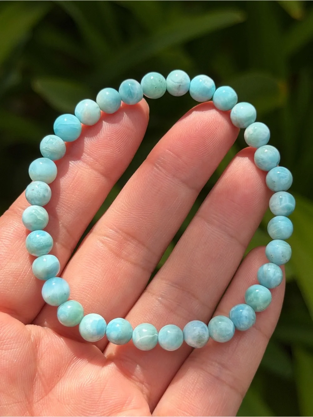 6.5mm stretchable high quality blue larimar bracelet 1754